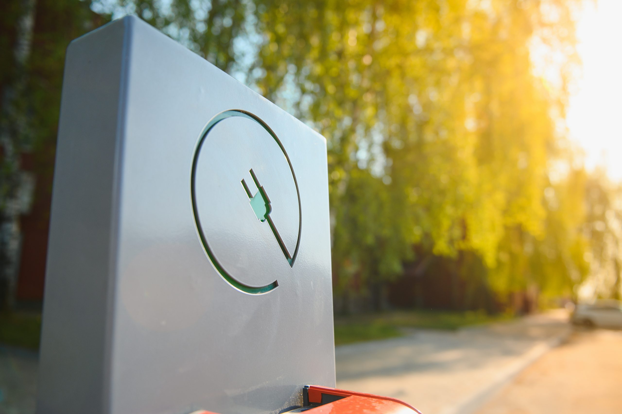 Electric vehicle charging station. Electric transport concept